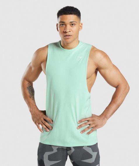 Men's Gymshark Critical Drop Arm Tanks Mint | CA 186N5A